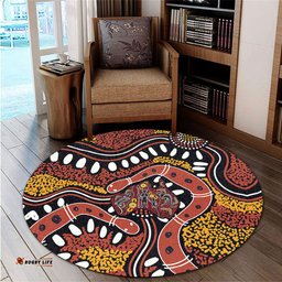 Amazing Aussie Australia Rainbow Serpent Aboriginal Aboriginal Dot Art Snake Artwork Round Rug