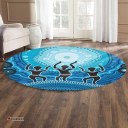 Amazing Aussie Australia Aboriginal Inspired Aboriginal Style Of Landscape Background Round Rug