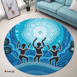 Amazing Aussie Australia Aboriginal Inspired Aboriginal Style Of Landscape Background Round Rug