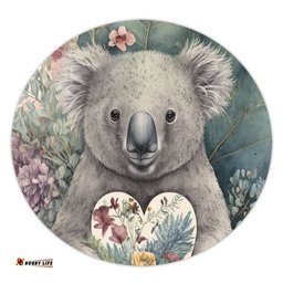 Amazing Aussie Australia Koala Koala Holding A Heart Adorned With Flowers Round Rug