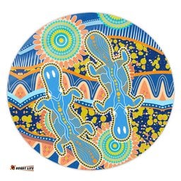 Amazing Aussie Australia Animals Platypus Aboriginal Blue Platypus With Aboriginal Art Dot Painting Patterns Inspired Round Rug