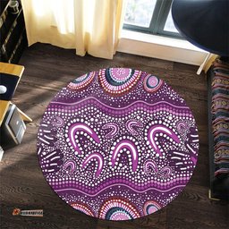 Amazing Aussie Australia Aboriginal Purple Aboriginal Dot Art Style Painting Round Rug