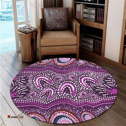 Amazing Aussie Australia Aboriginal Purple Aboriginal Dot Art Style Painting Round Rug