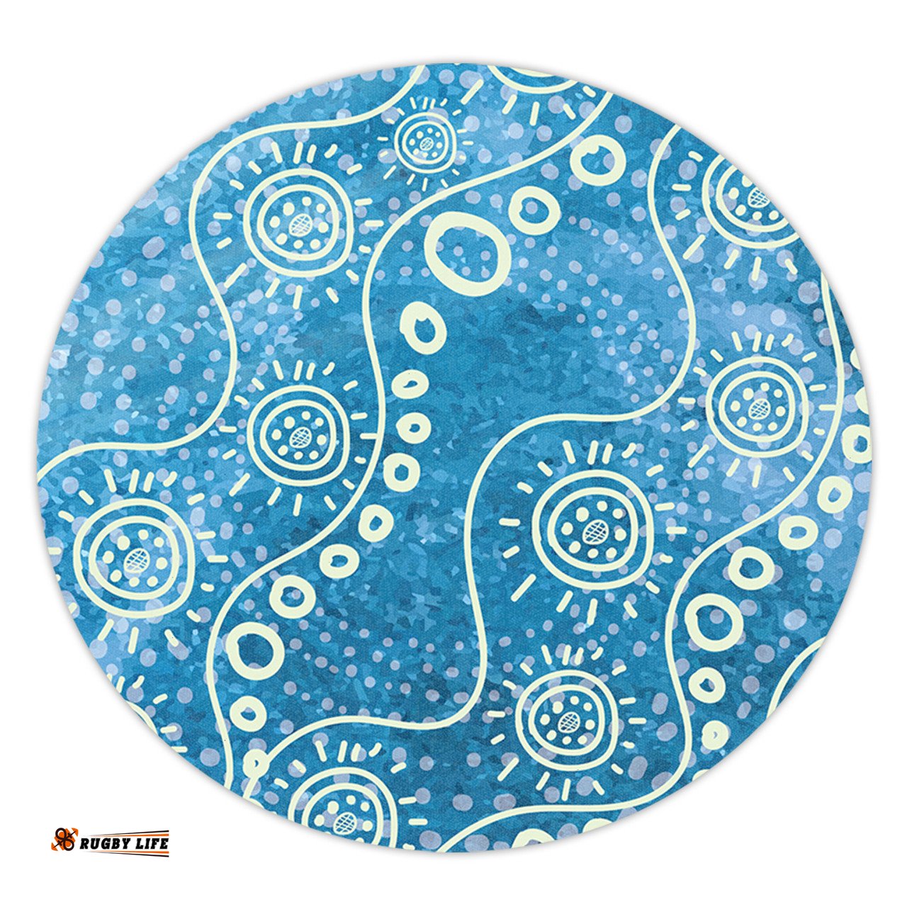 Amazing Aussie Australia Aboriginal River Scene in Aboriginal Dot Art Style Round Rug