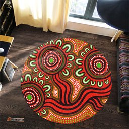 Amazing Aussie Australia Aboriginal Dot Patterns From Indigenous Australian Culture (Orange) Round Rug