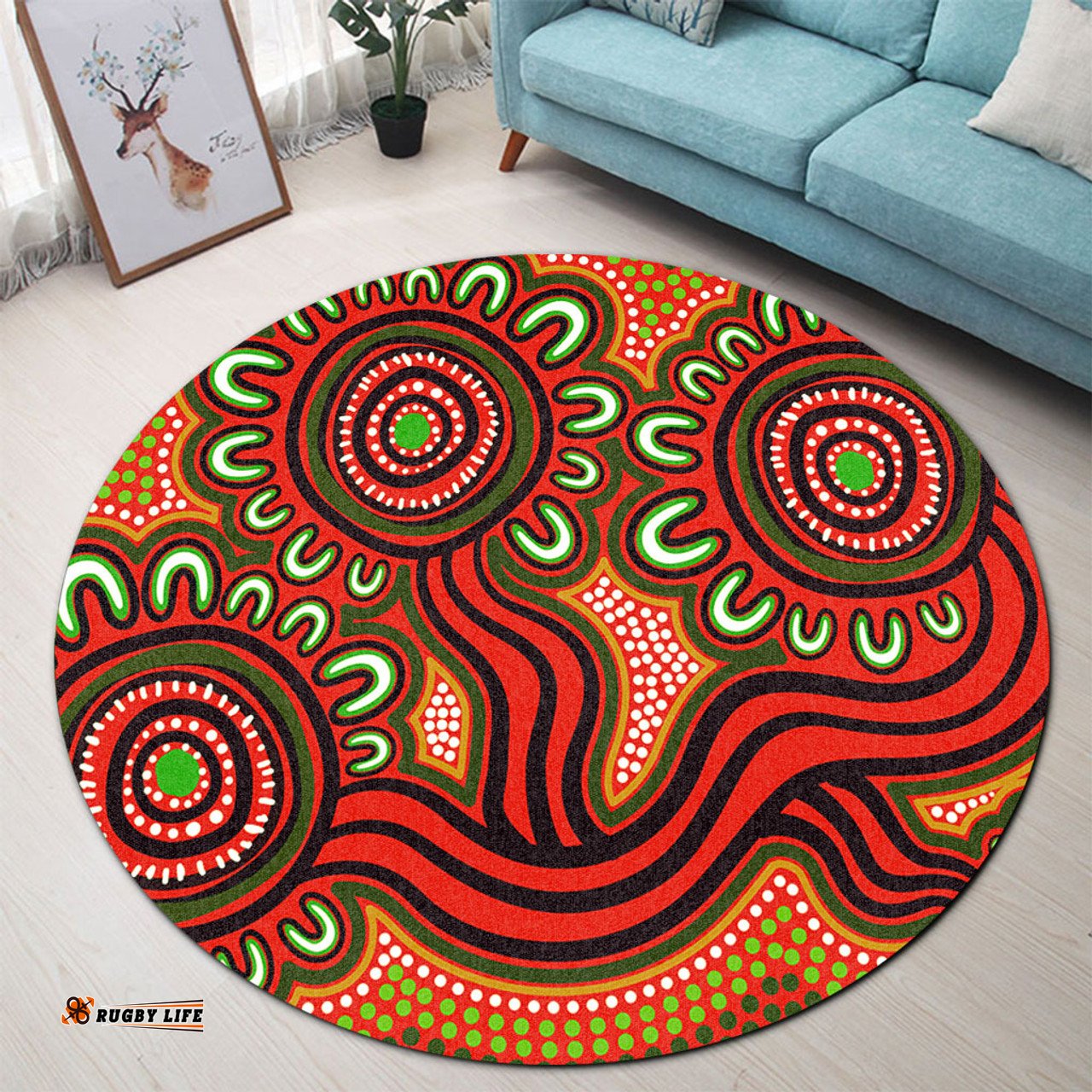 Amazing Aussie Australia Aboriginal Dot Patterns From Indigenous Australian Culture (Orange) Round Rug