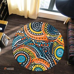 Amazing Aussie Australia Aboriginal Traditional Australian Aboriginal Native Design (Black) Ver 5 Round Rug