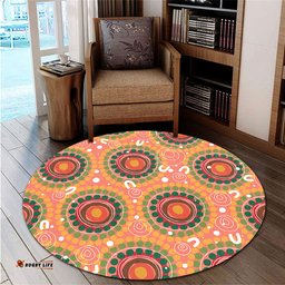 Amazing Aussie Australia Aboriginal Abstract Seamless Pattern With Aboriginal Inspired Round Rug