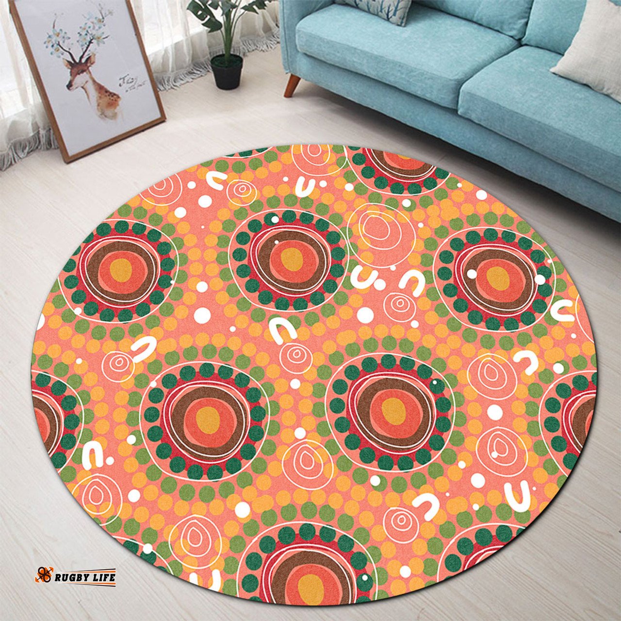 Amazing Aussie Australia Aboriginal Abstract Seamless Pattern With Aboriginal Inspired Round Rug
