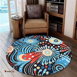 Amazing Aussie Australia Aboriginal Traditional Australian Aboriginal Native Design (Black) Ver 3 Round Rug