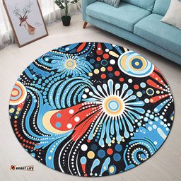 Amazing Aussie Australia Aboriginal Traditional Australian Aboriginal Native Design (Black) Ver 3 Round Rug