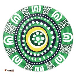 Amazing Aussie Australia Dot Painting Inspired Aboriginal Green Aboriginal Inspired Dot Art Round Rug