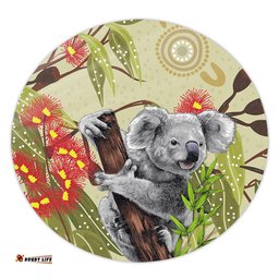 Amazing Aussie Australia Aboriginal Art Painting With Koala And Gumtree Round Rug