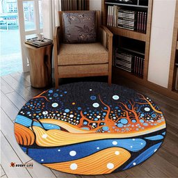 Amazing Aussie Australia Dreaming Aboriginal Aboriginal Art Indigenous Dot Painting Inspired Round Rug