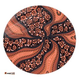 Amazing Aussie Australia Aboriginal Brown Background With An Aboriginal Art Style Round Rug