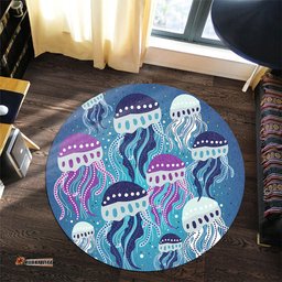Amazing Aussie Australia Aboriginal Aboriginal Art Painting With Jellyfish Round Rug