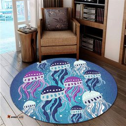 Amazing Aussie Australia Aboriginal Aboriginal Art Painting With Jellyfish Round Rug