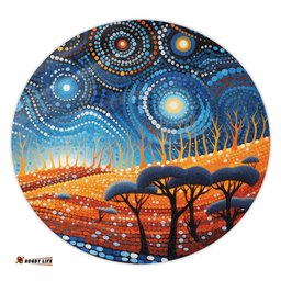 Amazing Aussie Australia Dreaming Aboriginal Aboriginal Culture Indigenous Land Dot Painting Art Inspired Round Rug