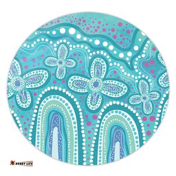 Amazing Aussie Australia Aboriginal Dot painting illustration in Aboriginal style Turquoise Round Rug