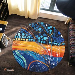 Amazing Aussie Australia Dreaming Aboriginal Colorful Aboriginal With Indigenous Patterns Inspired Round Rug
