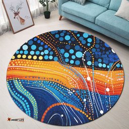 Amazing Aussie Australia Dreaming Aboriginal Colorful Aboriginal With Indigenous Patterns Inspired Round Rug