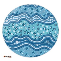 Amazing Aussie Australia Traditional Aboriginal Dot Patterns Blue Background Round Rug