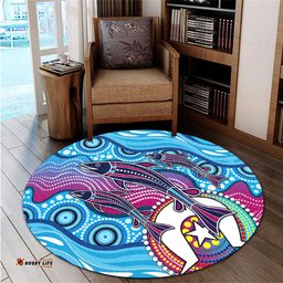 Amazing Aussie Australia Aboriginal Art Painting Fishaholic Round Rug