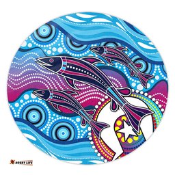 Amazing Aussie Australia Aboriginal Art Painting Fishaholic Round Rug