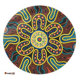 Amazing Aussie Australia Dot Painting Inspired Aboriginal Aboriginal Dot Art Color Inspired Round Rug