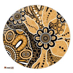 Amazing Aussie Australia Aboriginal Design Art Color Yellow Round Rug