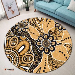 Amazing Aussie Australia Aboriginal Design Art Color Yellow Round Rug