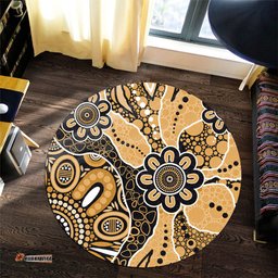 Amazing Aussie Australia Aboriginal Design Art Color Yellow Round Rug