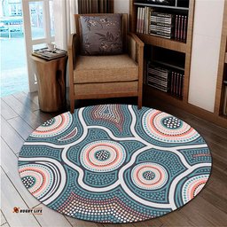 Amazing Aussie Australia Aboriginal Aboriginal Dot Design Artwork Pink and Turquoise Round Rug