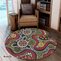 Amazing Aussie Australia Aboriginal Illustration Based On Aboriginal Style Of Artwork Round Rug