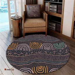 Amazing Aussie Australia Aboriginal Indigenous Art Background Round Rug