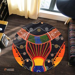 Amazing Aussie Australia Aboriginal Indigenous Dot With Boomerang Inspired Round Rug
