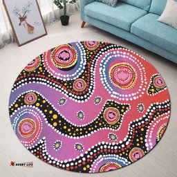 Amazing Aussie Australia Aboriginal Aboriginal Background Featuring Dot Design Round Rug