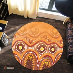 Amazing Aussie Australia Aboriginal Brown Aboriginal Dot Round Rug