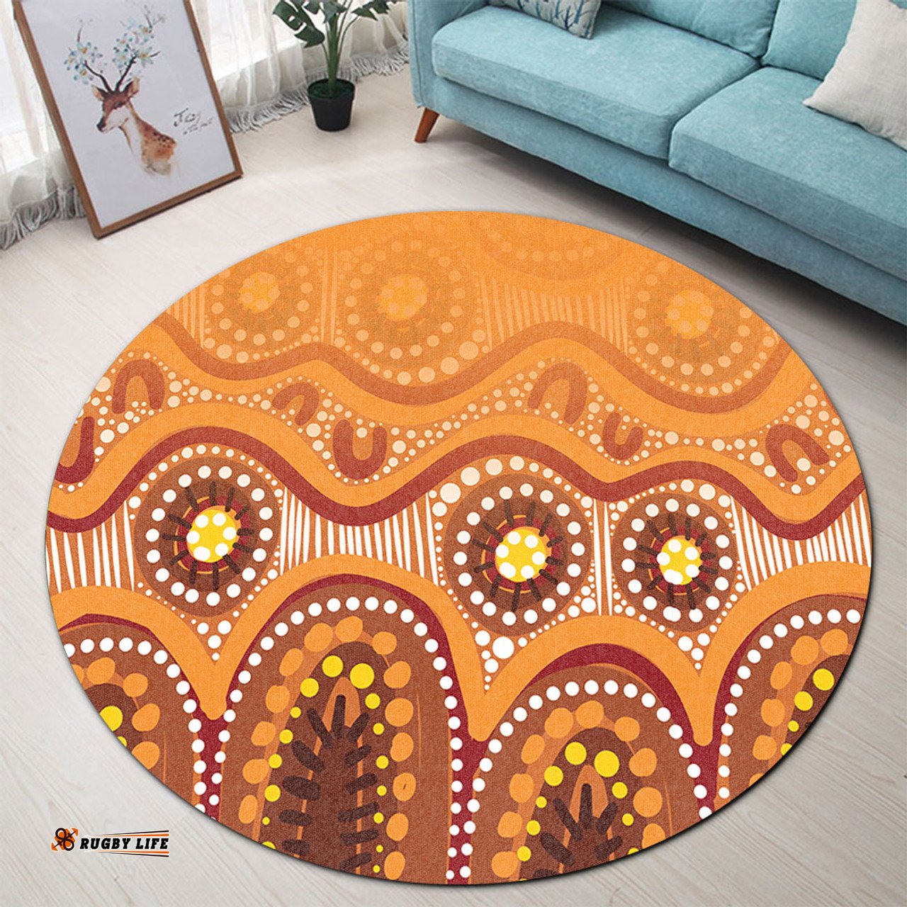 Amazing Aussie Australia Aboriginal Brown Aboriginal Dot Round Rug