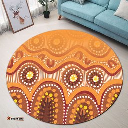 Amazing Aussie Australia Aboriginal Brown Aboriginal Dot Round Rug