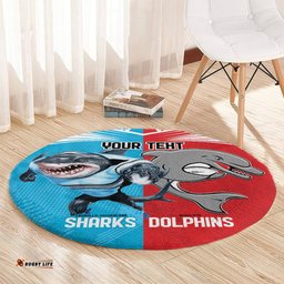 Custom Dolphins and Shark Round Carpet Together Sporty Style
