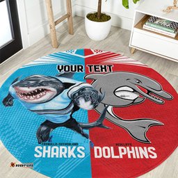 Custom Dolphins and Shark Round Carpet Together Sporty Style