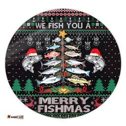 Amazing Aussie Australia Christmas Fishing Merrry Fishmas Fishing Rod Christmas Tree Round Rug
