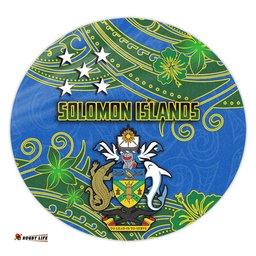 Amazing Aussie Australia South Sea Islanders Solomon Islands Symbol In Polynesian Patterns With Tropical Flowers Style Round Rug