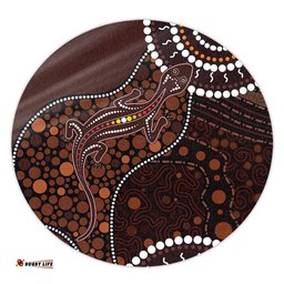 Amazing Aussie Australia Aboriginal Inspired Lizard With Dot Painting Pattern Round Rug