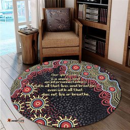 Amazing Aussie Australia Aboriginal The More You Know The Less You Need Red and Gold Patterns Round Rug