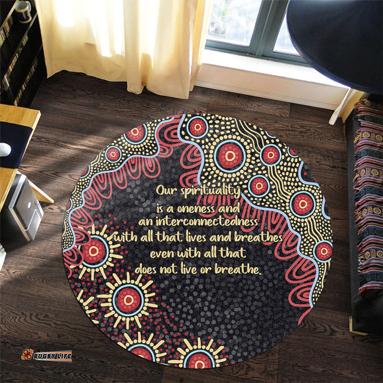 Amazing Aussie Australia Aboriginal The More You Know The Less You Need Red and Gold Patterns Round Rug