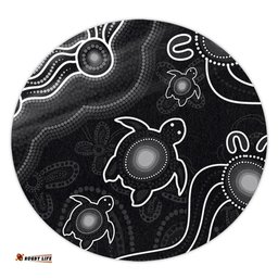 Amazing Aussie Australia Aboriginal Turtle Dreaming Journey Featuring Dot Art Black Round Rug
