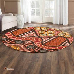 Amazing Aussie Australia Aboriginal Inspired Aboiginal Inspired Dot Painting Style Round Rug