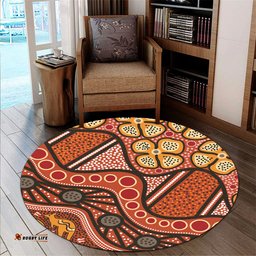 Amazing Aussie Australia Aboriginal Inspired Aboiginal Inspired Dot Painting Style Round Rug